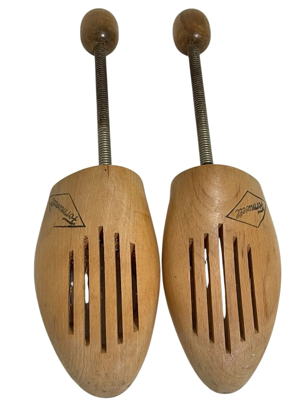 Vintage Formwell Natural Wood Adjustable Shoe Trees Foldable W Germany Small 10
